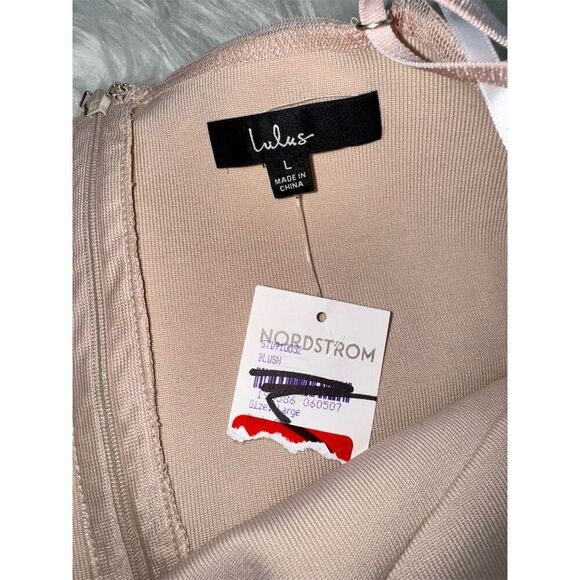 Lulus Women's Blush Swiss Dot Cutout Bodycon Dress Size L Party/Cocktail/Prom - Picture 8 of 11